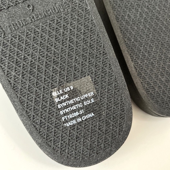 NWOB True Religion Elle Clear Slide Sandals Black Gold Logo - Picture 8 of 8